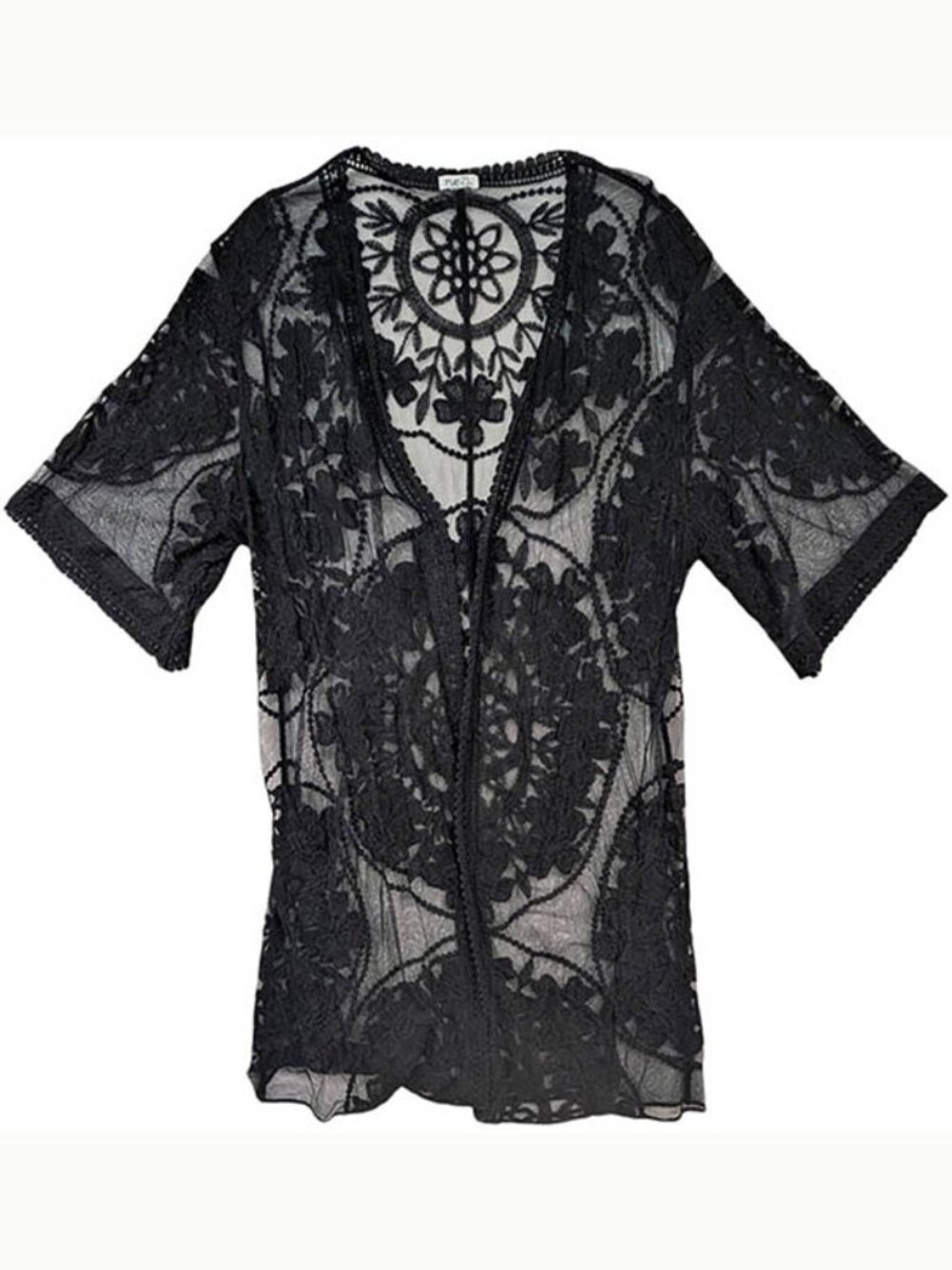 Rue21 Open Lace Duster Kimono Womens OSFA Black Whimsigoth‎ Dark Fairy Boho-Chic